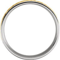 14K White and Yellow Gold 6mm Etched Design Band