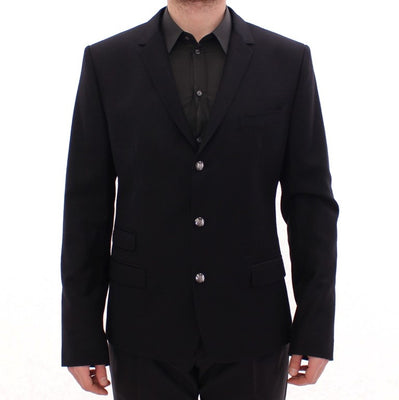 Black wool slim fit blazer