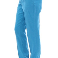 Blue Cotton Logo Thin Casual Pants