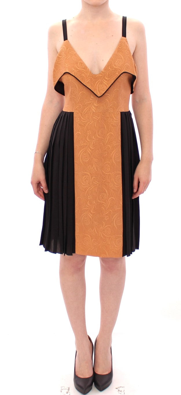 Black Bronze Silk Sleeveless Above Sheath Dress