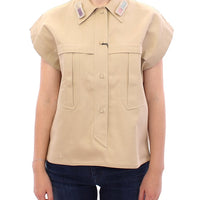 Beige Sleeveless Blouse Top