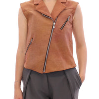 Brown Leather Jacket Vest