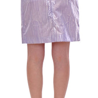 Purple Viscose Above-Knee Wrap Skirt