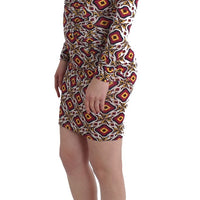 Multicolor Longsleeved Viscose Shift Dress