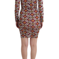 Multicolor Longsleeved Viscose Shift Dress