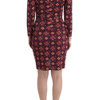 Multicolor Longsleeved Turtleneck Viscose Dress