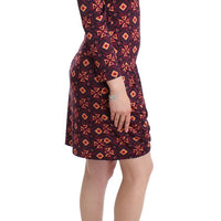 Multicolor Longsleeved Turtleneck Viscose Dress