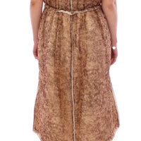 Brown sleeveless silk dress