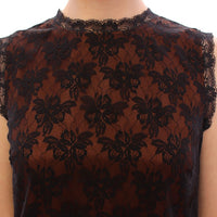 Orange floral lace shift dress