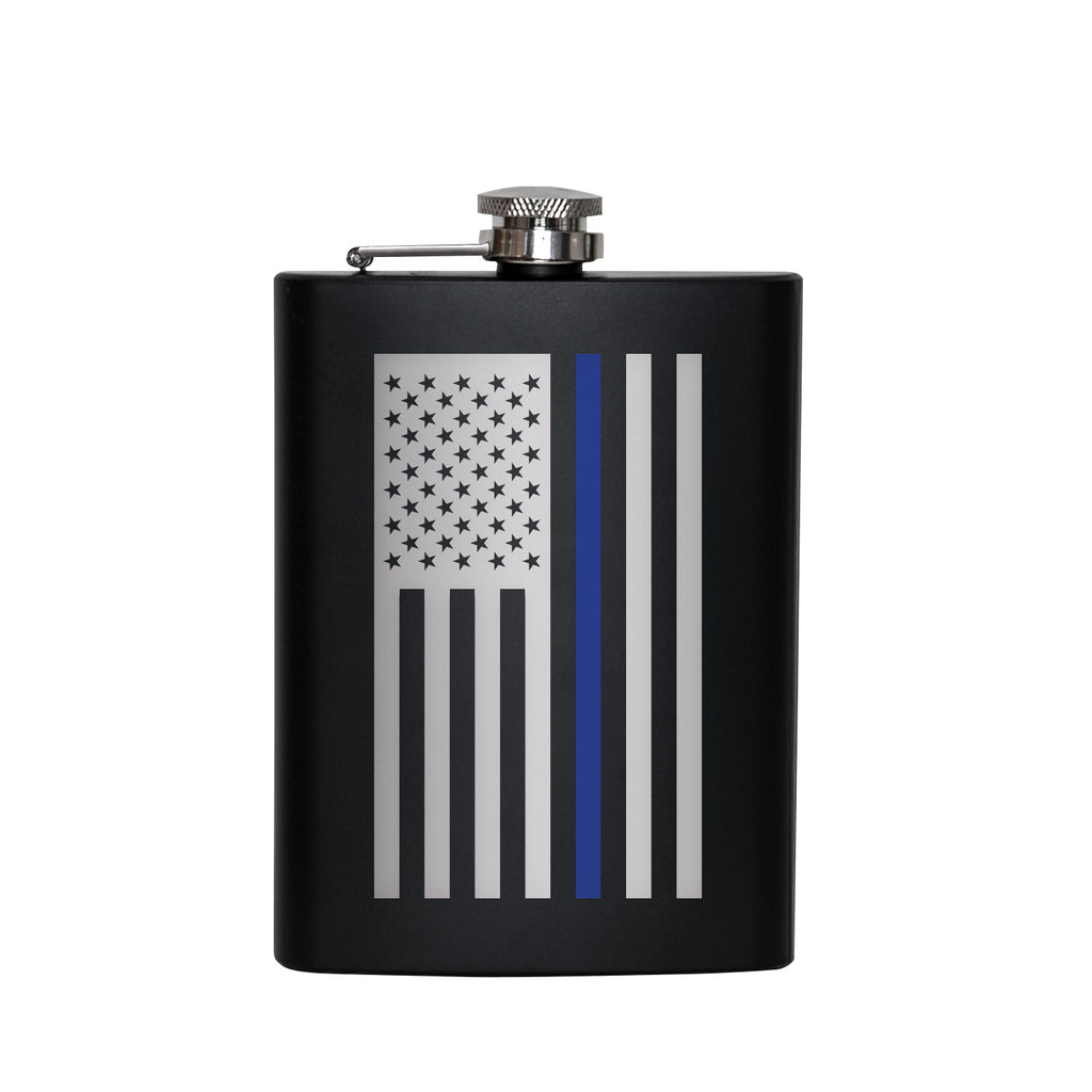 Stainless Steel Thin Blue Line Flag Flask