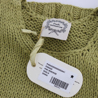 Green Cotton Blend Knitted Sleeveless Sweater