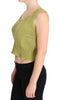 Green Cotton Blend Knitted Sleeveless Sweater