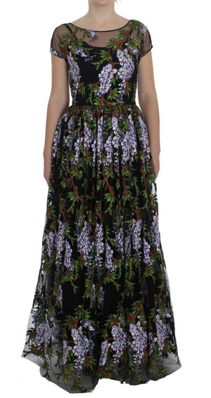 Black Floral Embroidered Full Maxi Dress