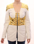 White Gold Metallic Leather Jacket