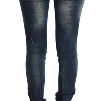 Blue Wash Skinny Low Cotton Stretch Denim Jeans