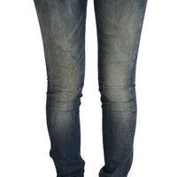 Blue Wash Skinny Low Cotton Stretch Denim Jeans