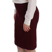 White Red Shirt Long Sleeve Wool Dress