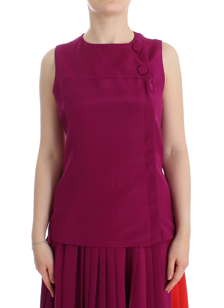 Purple Silk Sleeveless Blouse Top