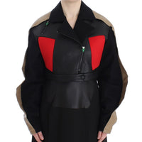 Black Short Croped Coat Biker Jacket