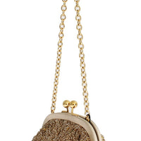 Gold sequined MISS DEA clutch bag