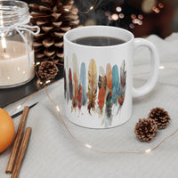 Feathers All Around White Ceramic Mug 11oz