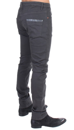 Gray cotton stretch slim fit jeans