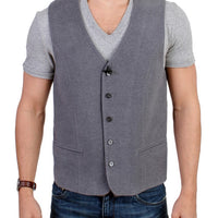 Gray cotton blend casual vest