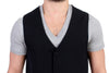 Black wool blend casual vest