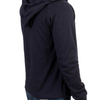 Blue hooded cotton sweater