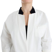 White Cotton Blend Oversized Blazer Jacket