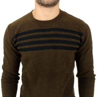 Brown striped crewneck sweater