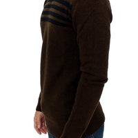 Brown striped crewneck sweater