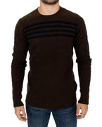 Brown striped crewneck sweater