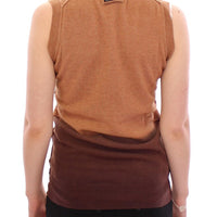 Brown Wool Blend Sleeveless Vest Sweater