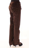 Brown Corduroys Straight Logo Casual Pants