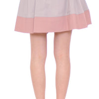 Pink Gray Mini Short Pleated Skirt