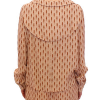 Pink Long Sleeve Button Front Blouse Shirt