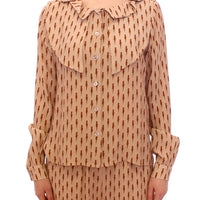 Pink Long Sleeve Button Front Blouse Shirt