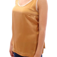 Gold Sleeveless Silk Top Tank