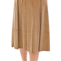 Beige Leopard Corduroy Long Skirt