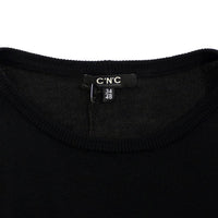 Black crewneck wool sweater