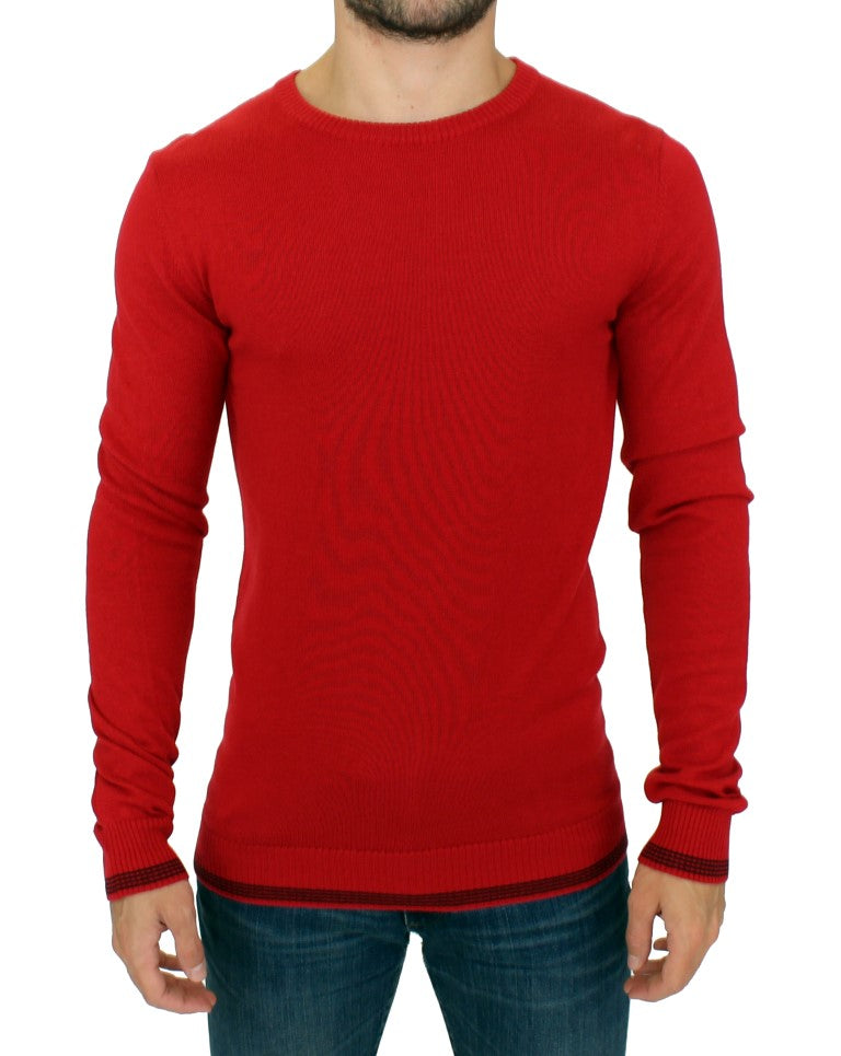 Red crewneck wool sweater