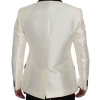 White Black Silk 2 Piece Blazer