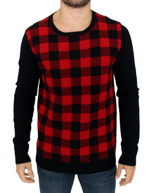 Red black checkered sweater