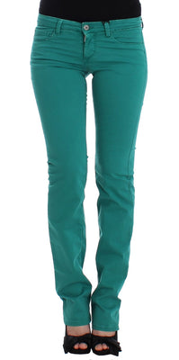 Green straight leg jeans