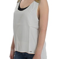 White sleeveless top