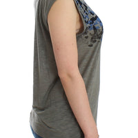 Gray print sleeveless t-shirt