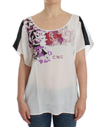 White motive print blouse