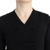 Black V-neck wool sweater