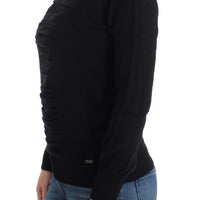 Black V-neck wool sweater